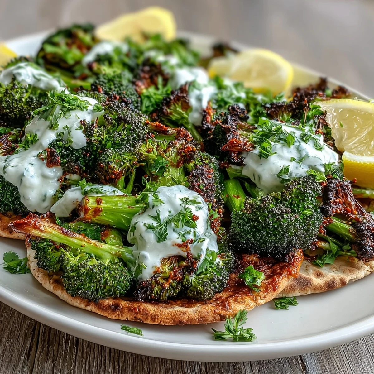 Fresh cilantro and a dollop of creamy Greek yogurt garnish the vibrant vegetarian flatbread dinner for color.