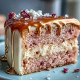 Elegant Bridal Shower Rosé Velvet Cake, a festive centerpiece with subtle rosé flavor.