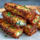 Golden, oven-baked Crispy Parmesan Zucchini Fries, an irresistible, crunchy appetizer.
