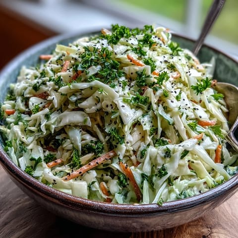 Vibrant green cabbage and apple slaw, lightly dressed and perfect for barbecues.