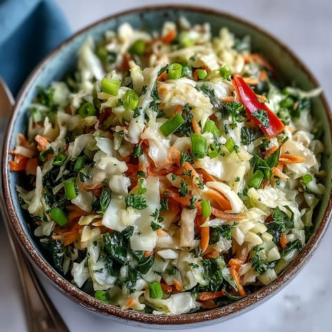 Deliciously fresh Sauerkraut Slaw, tossed with zesty dressing perfect for your next barbecue.