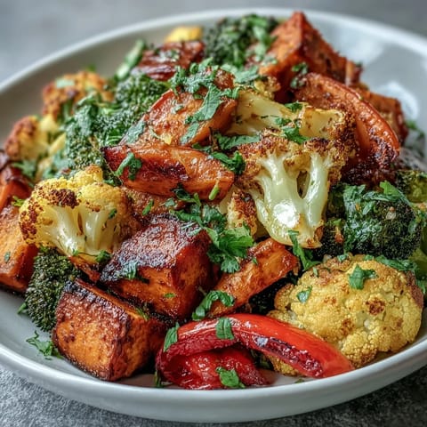 Golden Anti-Inflammatory Turmeric Roasted Vegetables, vibrant and tender, ready to serve.