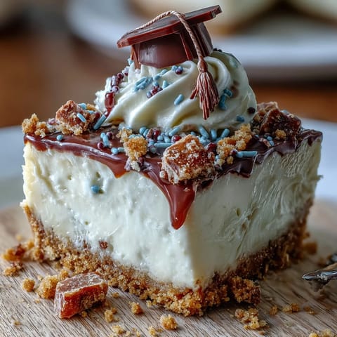 Creamy mini cheesecakes with graham cracker crusts, perfect for a graduation party dessert table.