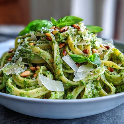Creamy avocado pesto pasta with fresh basil, garlic, and Parmesan in a no-cook sauce.  