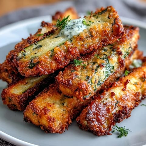 Crispy Parmesan Zucchini Fries baked golden brown, ready with a marinara dip.