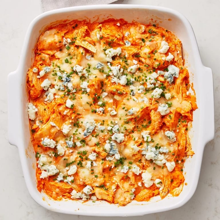 A creamy and spicy Buffalo Chicken Dip served with crunchy celery sticks and tortilla chips.
