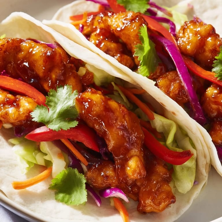 An overhead view of the Honey Sriracha Chicken Wrap on a plate, garnished with cilantro and paired with a side of lager.