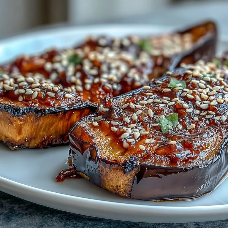 Silky Miso Glazed Eggplant, broiled to perfection, ready to serve as a delightful side.