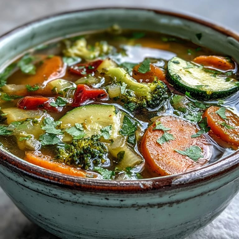 A close-up of colorful vegetables and grated ginger in a hearty Ginger Vegetable Soup, garnished with parsley and sesame oil.