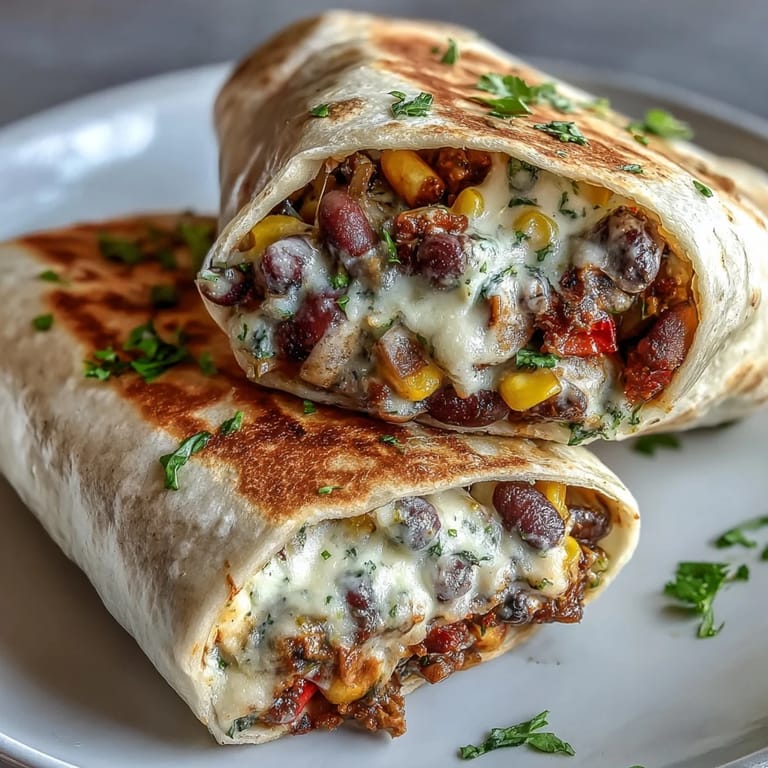 Veggie Burritos served with a side of salsa and avocado slices on a rustic table.