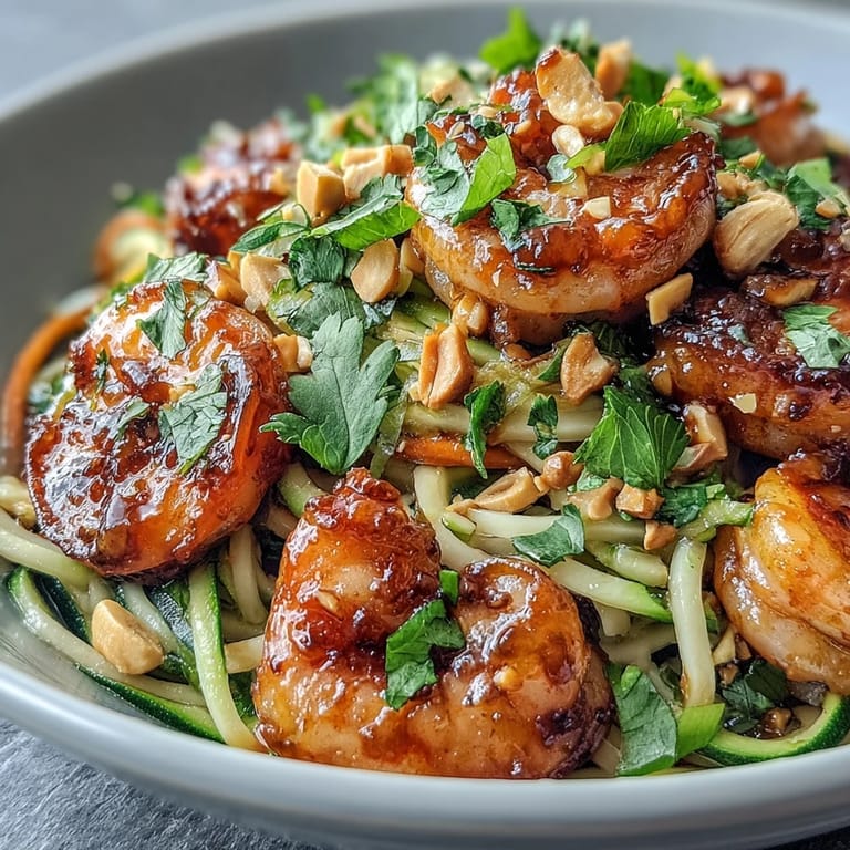 Healthy Asian Noodle Bowl with shrimp and rice noodles, prepared in a skillet, ready to serve for a family dinner.