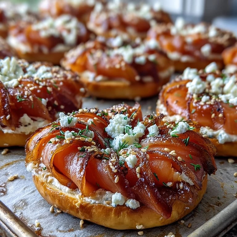 Elegant Smoked Salmon Bagel Board featuring assorted bagels, whipped cream cheese, smoked salmon, and fresh produce for a festive brunch.