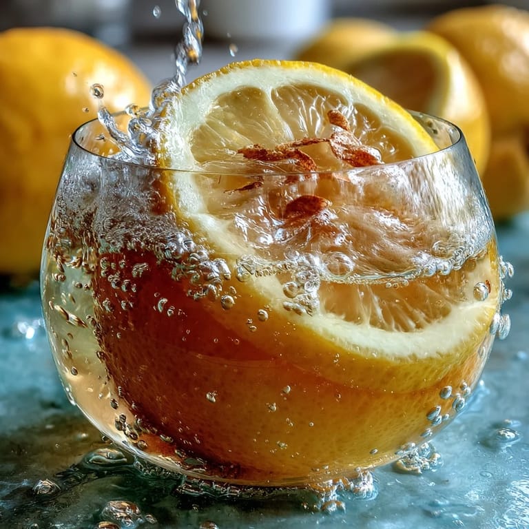 Vibrant Limoncello sorbet float dessert, tangy lemon sorbet and sparkling water blend, finished with a splash of Limoncello for a bubbly treat.