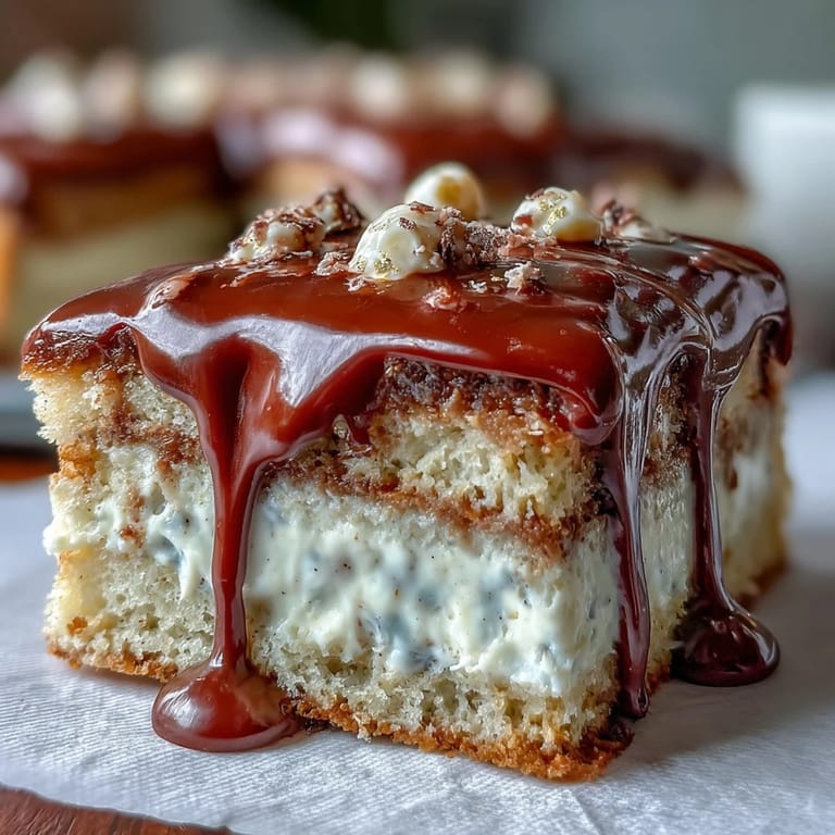 Elegant vanilla sponge cake topped with silky white chocolate buttercream and a dramatic white chocolate drip, accented by festive gold balloon toppers.