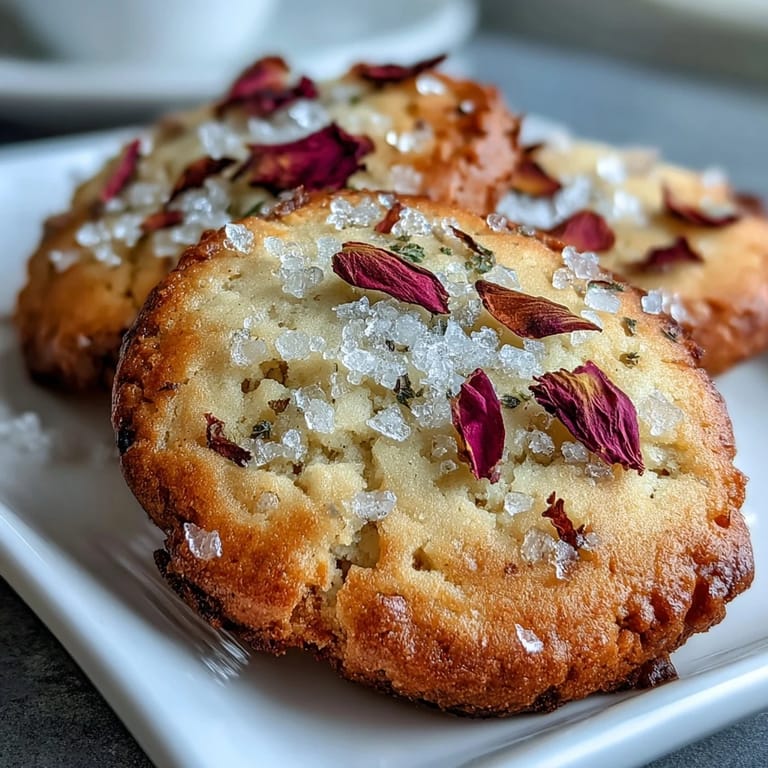 Delicate shortbread cookies decorated with edible flowers, offering a buttery treat with floral elegance for special celebrations.