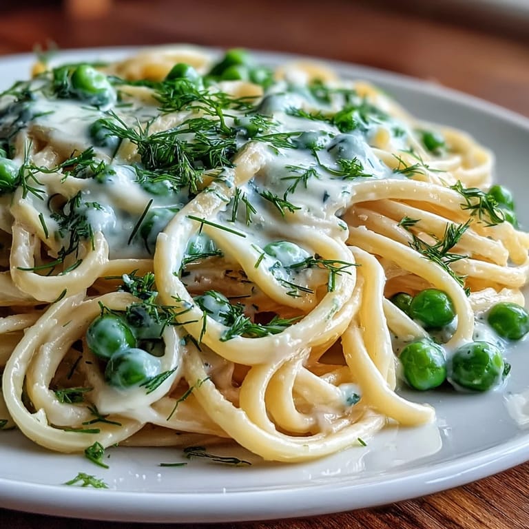 Bright and creamy lemon pasta with peas, featuring silky sauce and fresh spinach for a perfect spring dinner.