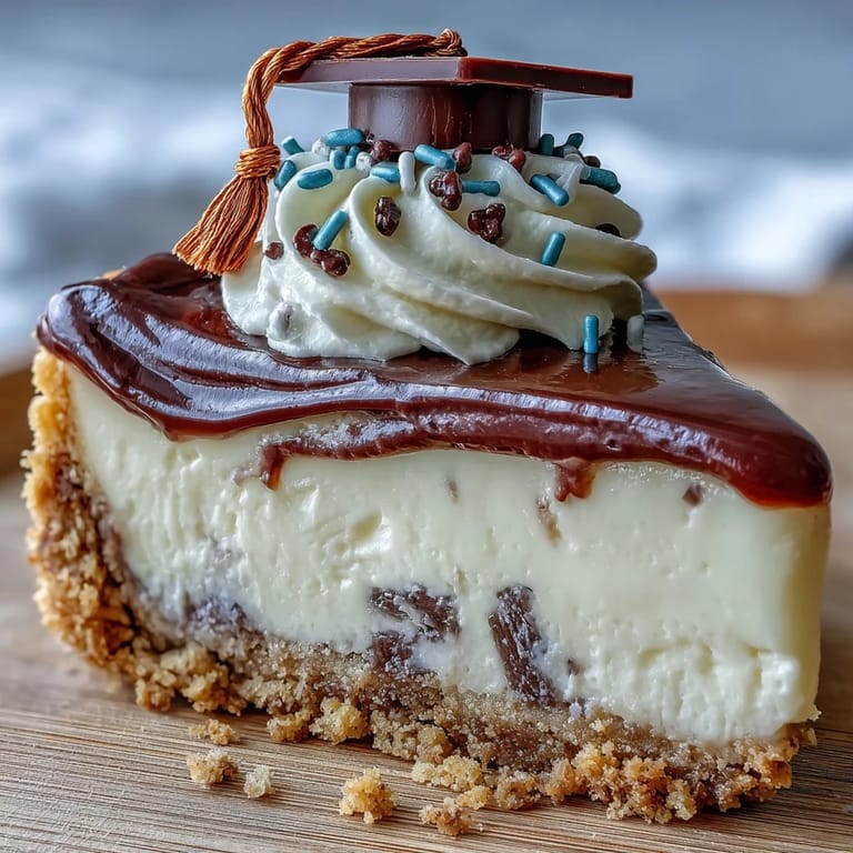 Bite-sized graduation cheesecake treats with optional chocolate cap decorations, ideal for sharing at events.