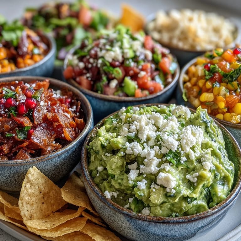 Interactive guacamole bar, perfect party appetizer with fresh ingredients and savory accompaniments.