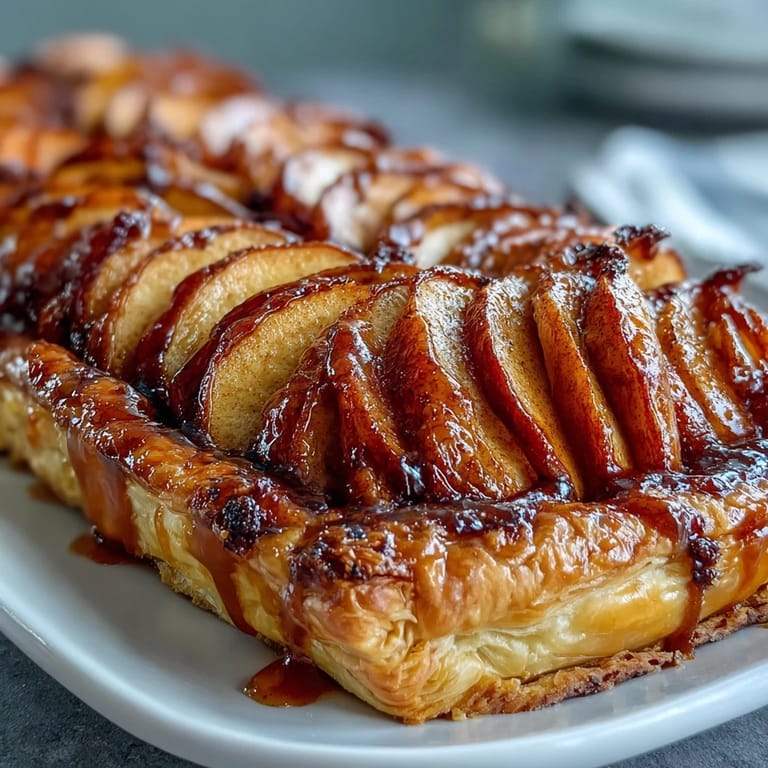 Tender cinnamon apple slices layered on flaky pastry of this Fast Apple Tart.