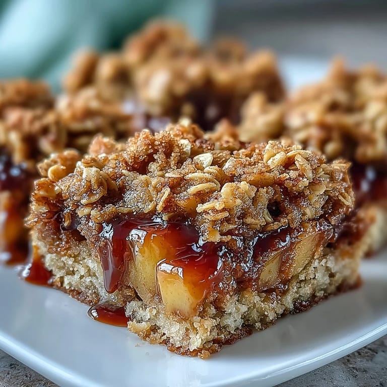 Mouthwatering Early Fall Apple Peach Crumble Bars, perfect for dessert.