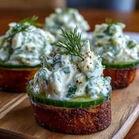 Elegant bite-sized canapés with creamy Benedictine cucumber spread, garnished with fresh dill and cucumber slices for Derby Day entertaining.